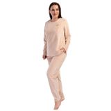 Kadın Büyük Beden Kadife Uzun Kol Bej Pijama Takım C9T8N0O304 BEJ 3 XL