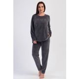 Kadın Büyük Beden Kadife Uzun Kol Füme Pijama Takım C8T8N0O304 FÜME 3 XL