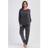 Kadın Büyük Beden Kadife Uzun Kol Füme Pijama Takım C8T8N0O304