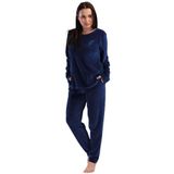 Kadın Büyük Beden Kadife Uzun Kol İndigo Pijama Takım C5T8N0O304 İNDİGO 1 XL