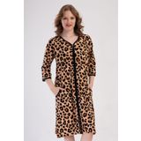 Kadın Büyük Beden Kapri Kol Fermuarlı Leopar Ev Elbisesi C2T0N1O904 LEOPAR 7 XL