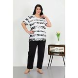 Kadın Büyük Beden Kısa Kol Penye Pijama Takımı Beyaz
