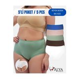 Kadın Büyük Beden Külot Battal Full Brief, Yüksek Bel (5XL, 6XL, 7XL) 5 Farklı Renk 1 Pakette