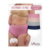 Kadın Büyük Beden Külot Battal Full Brief, Yüksek Bel Rahat Kalıp (5XL, 6XL, 7XL) 5'li Paket