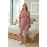 Kadın Büyük Beden Milan Kumaş Kalın Askılı Şortlu Pijama Takımı (Pudra, 2XL)
