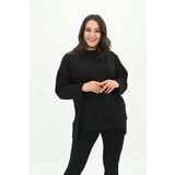 Kadın Büyük Beden Oversize Yırtmaç Detaylı Sweatshirt 1865-25