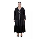 Kadın Büyük Beden Salaş Siyah Uzun Oversize Elbise