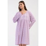 Kadın Büyük Beden Uzun Kol %100 PAMUK Mor Gecelik C4T7N7O161 - 2XL