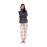 Kadın Büyük Beden Uzun Kol Füme Pijama Takım C2T7N1O304 FÜME 1 XL