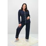 Kadın Büyük Beden Uzun Kollu Önden Düğmeli Pijama Takımı 4234-25