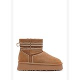 Kadın Camel Kalın Tabanlı Süet Deri Teddy Bot 25WFD478410