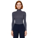 Kadın Casual Günlük Esnek Vücuda Oturan Balıkçı Yaka Uzun Kollu Örme Bluz Cool & Comfort Tarzıyla_Antrasit-L