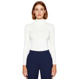 Kadın Casual Günlük Esnek Vücuda Oturan Balıkçı Yaka Uzun Kollu Örme Bluz Cool & Comfort Tarzıyla_Ekru-S