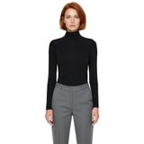 Kadın Casual Günlük Esnek Vücuda Oturan Balıkçı Yaka Uzun Kollu Örme Bluz Cool & Comfort Tarzıyla_Siyah-M