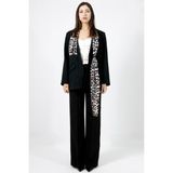 Kadın Ceket Astarlı Blazer Kadın Ceket Tesettür Leopar Şal PSM412 - XL - Siyah