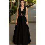 Kadın Cepsiz Pileli A-Line Abiye Etek - Siyah - 2XL