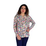Kadın Çiçek Baskılı Düğmeli Viscon Bluz BGL-ST04275 PEMBE 40