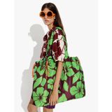 Kadın Çiçek Desenli Teknik Kumaş Shopper Çanta