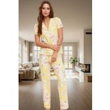 Kadın Çiçekli Desenli Pamuklu Kısa Kollu Pijama Takımı Profesyonel Görünüm Özenle Seçilmiş
