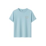 Kadın Çiçekli Kalp Baskılı T-Shirt, Minimalist Desenli Pamuklu Kısa Kollu Tişört, 10+ Renk Seçeneği (Mavi, XL)