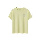 Kadın Çiçekli Kalp Baskılı T-Shirt, Minimalist Desenli Pamuklu Kısa Kollu Tişört, 10+ Renk Seçeneği (Sarı, S)