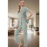 Kadın Çiçekli Pamuklu Pijama Takımı Rahat Ev Giyim Seti Kaliteli İşçilik Profesyonel Görünüm