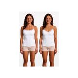 Kadın Çift Taraflı Dantelli İp Askılı Atlet%95 Bambu%5 Elastan Yumuşak Esnek İç Giyim, Beyaz, 2XL