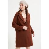 Kadın Çikolata Kaşe Kaban - XL