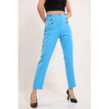 Kadın Çimalı Düğme Detaylı Pantolon P-00002145 - 34 - Mavi