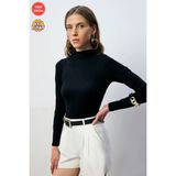 Kadın Çıtçıtlı Dik Yaka Uzun Kollu Basic Body – Rahat Fit, Yeni Sezon, Kadın Body - XL - 0 - Siyah