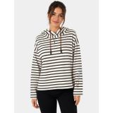 Kadın Çizgili Kapüşonlu Uzun Kollu Sweatshirt