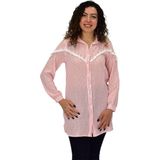 Kadın Çizğili Keten Gömlek BGL-ST03706 TURUNCU 44