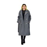 Kadın Çizgili Uzun Kaşe Kaban BGL-ST04118 GRİ M