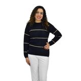 Kadın Çizgili Yumoş Spor Triko Kazak BGL-ST04124 SİYAH S/M
