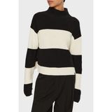 Kadın Ck Chunky Loose Boğazlı Kazak - Siyah - Beyaz - XL - Ivory