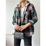 Kadın Çok Renkli Koyu Yeşil Oduncu Oversize Ceket Gömlek