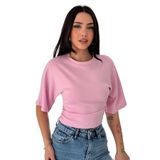 Kadın Crop Basic Tişört – Vücuda Oturan Şık Tasarım, pembe, m