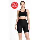 Kadın Curve Interlok Kumaş Yüksek Bel Büyük Beden Toparlayıcı Biker Kısa Şort Tayt - Siyah - 4XL