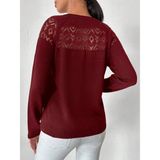 Kadın Dantel Detaylı Bordo Kazak - 2XL