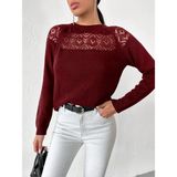 Kadın Dantel Detaylı Bordo Kazak - S