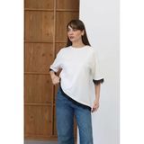 Kadın Dantel Detaylı Kısa Kollu Bisiklet Yaka T-Shirt