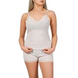 Kadın Dantel Detaylı Şort/Askılı Üst Puantiyeli Pijama Takımı (Krem, S)