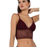 Kadın Dantelli Bralet Sütyen, Balensiz, Ayarlanabilir Askılı, Polyamid Yumuşak Dantel, Bordo (Small)