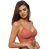 Kadın Dantelli Bralet Sütyen, Balensiz, Ayarlanabilir Askılı, Polyamid Yumuşak Dantel, Gül Kurusu (Small)