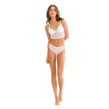 Kadın Dantelli Ekru Bralet Takım, BEYAZ, 90