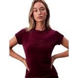 Kadın Dar Kalıp Logo Detaylı Pamuklu Kısa Kollu Fuşya T-Shirt LV047E222G-2EV