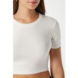 Kadın Deal Lux Touch Yumuşak Doku Crop Beyaz Bluz XL