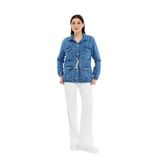 Kadın Denim Cepli Kot Ceket Mont Mavi