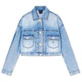 Kadın Denim Kumaş Kısa Boy Düğmeli Cepli Mavi Ceket XW002260 AF21338-MB001