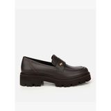 Kadın Deri Kahverengi Kalın Tabanlı Klasik Loafer 01AYH318340A480